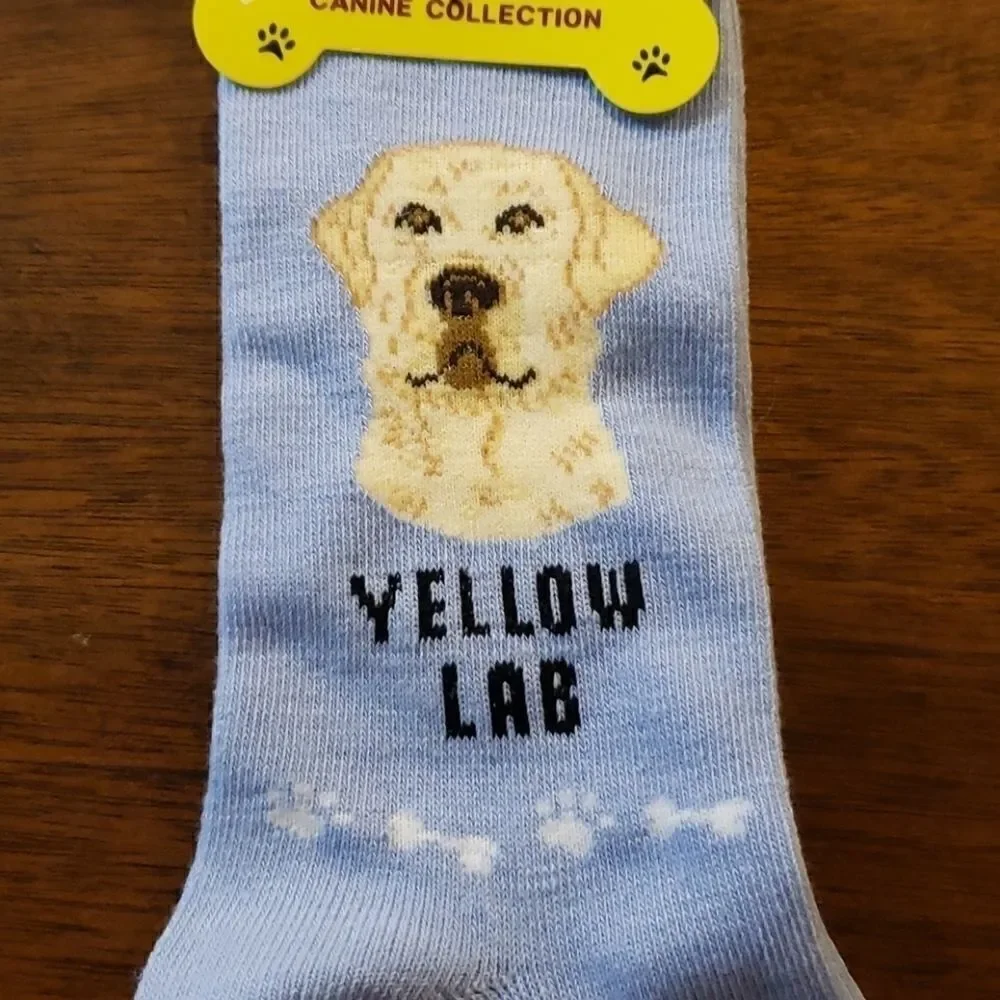 FOOZYS CANINE COLLECTION LIGHT BLUE SOCKS WITH YELLOW LABRADOR RETRIEVER